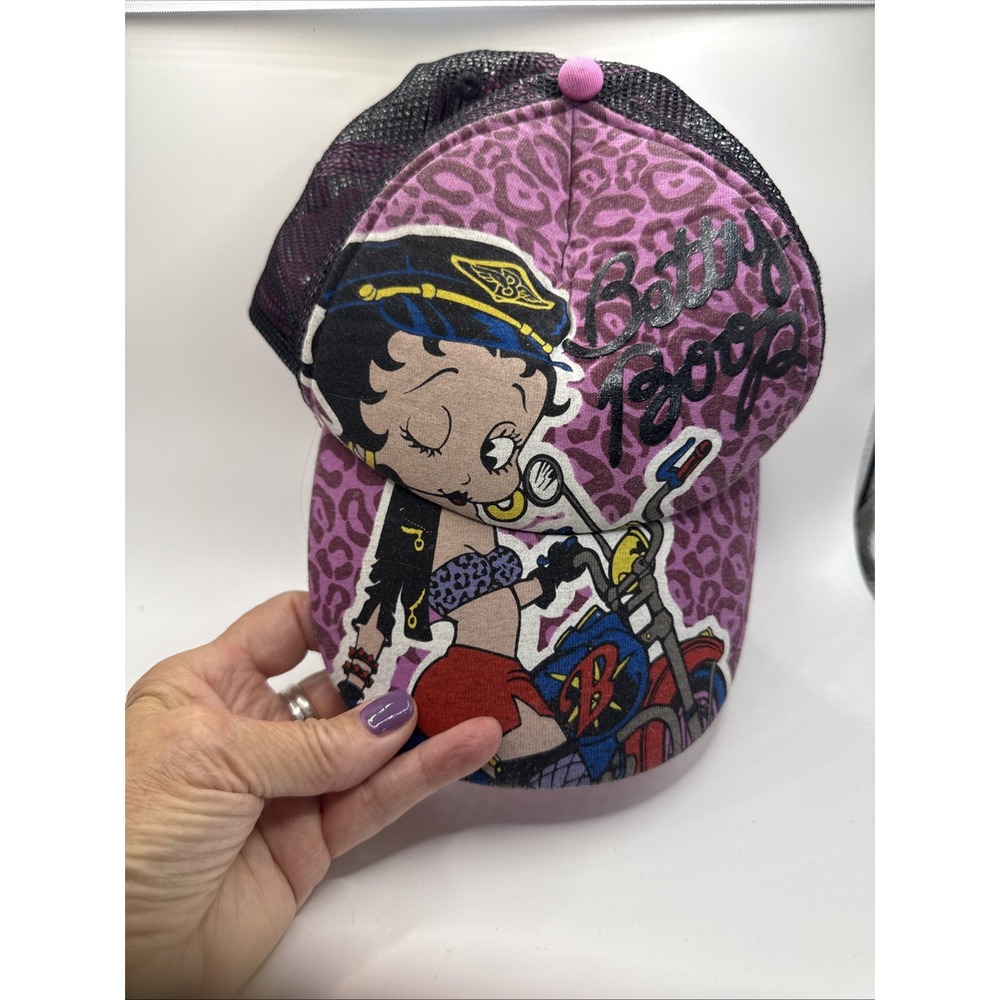 Betty Boop Motorcycle Mesh Trucker Snapback Cap Hat Womens One Size